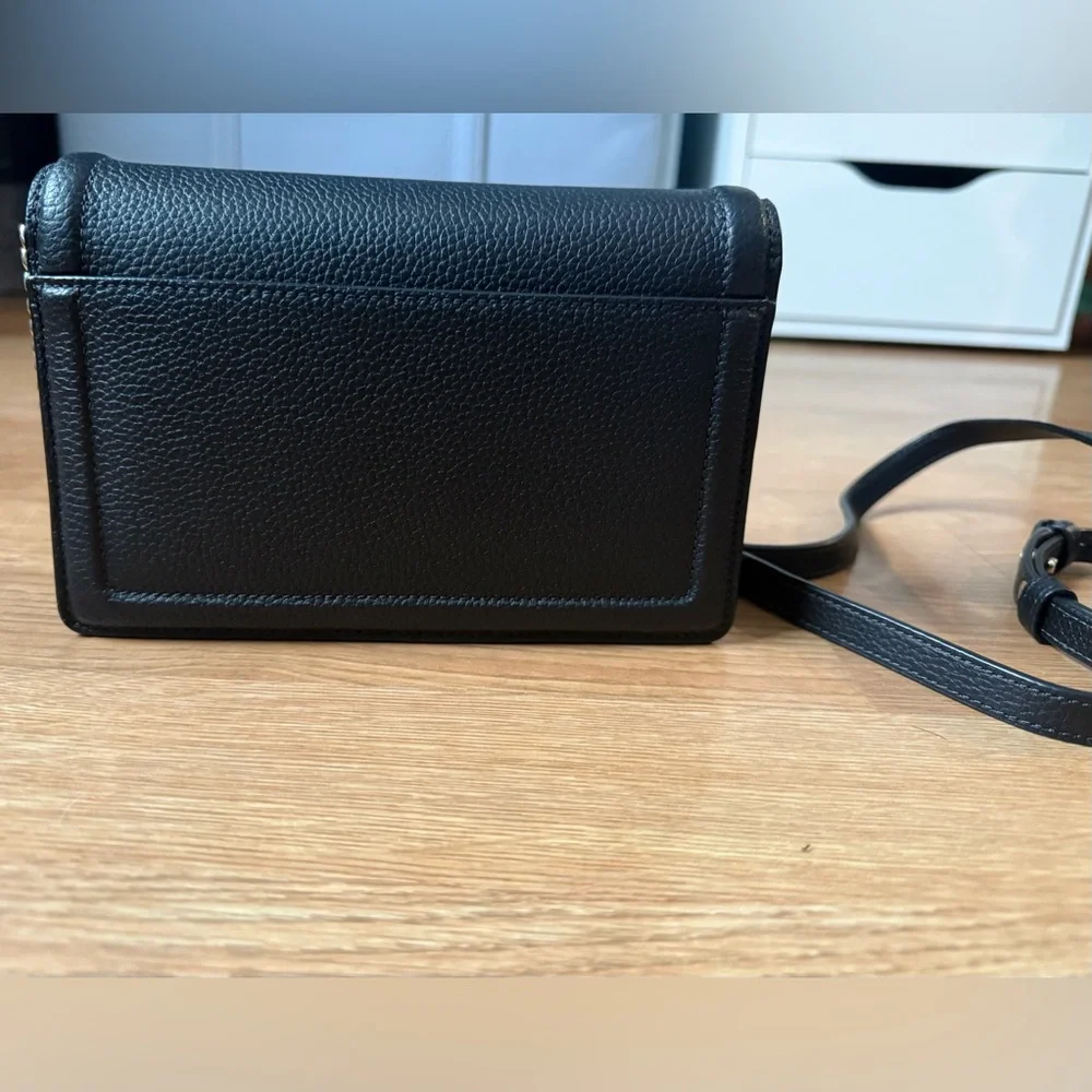 Kate Spade New York Knot Pebbled Leather Flap Crossbody Bag- Black